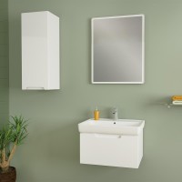 Тумба с раковиной Dreja Tiny 50 подвесная, белый глянец