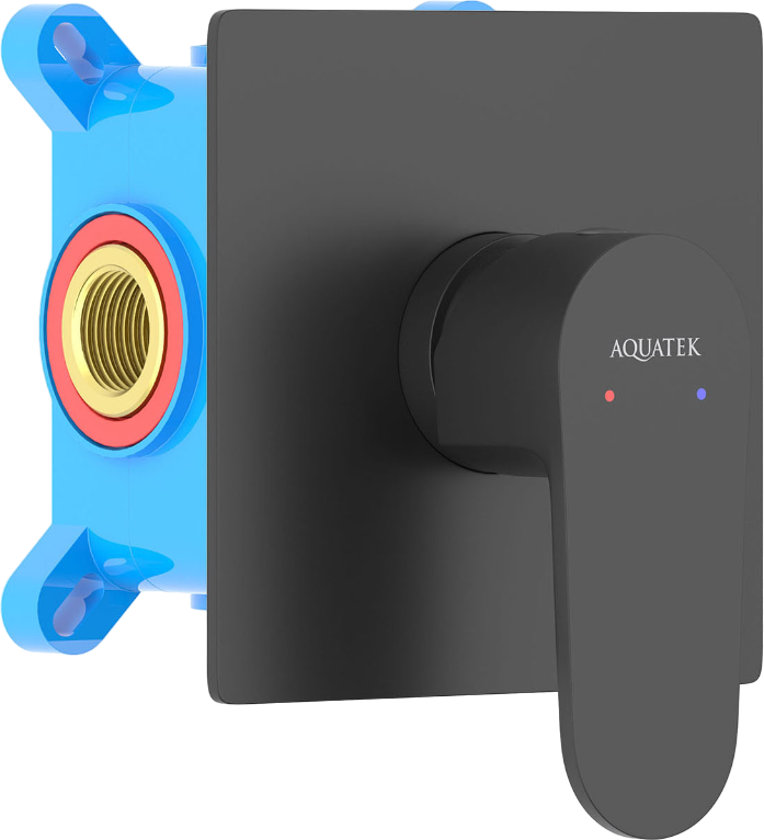 Встраиваемый смеситель для душа и ванны AQUATEK Оберон AQ1266MB С ВНУТРЕННЕЙ ЧАСТЬЮ, матовый черный