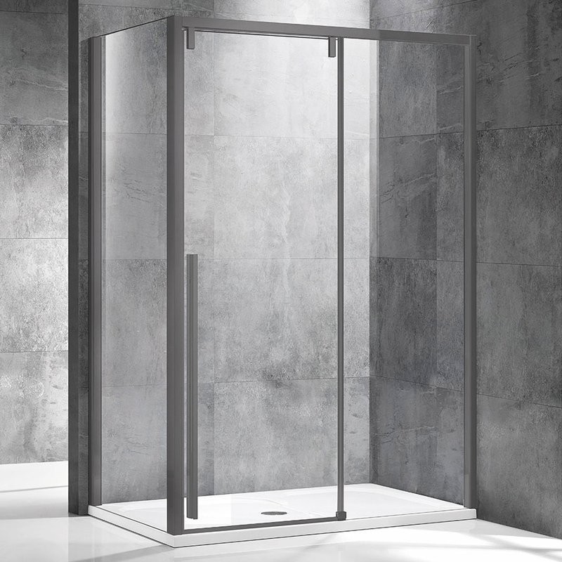 Душевой уголок Vincea Lugano VSR-1L9012CLGM-1 120х90, профиль вороненая сталь, стекло прозрачное