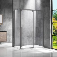 Душевой уголок Vincea Lugano VSR-1L9012CLGM-1 120х90, профиль вороненая сталь, стекло прозрачное