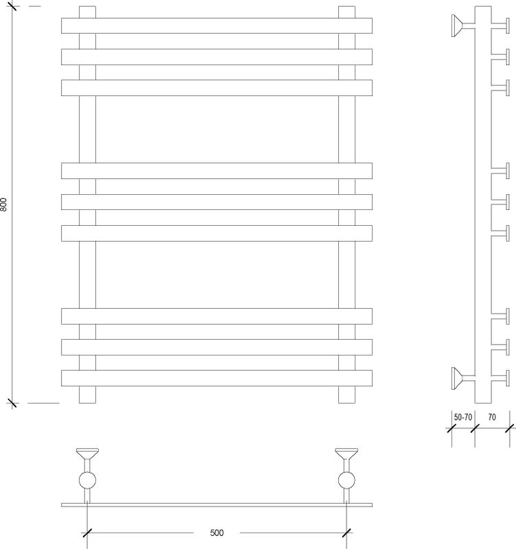 Полотенцесушитель водяной Secado Понтида Плюс 80x60 см, хром, лесенка