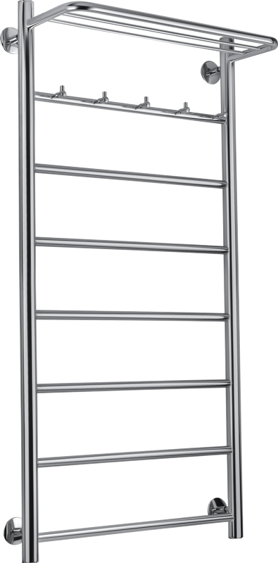 Полотенцесушитель электрический Secado Триада 1 КСП 105x55 см, подключение слева, глянцевый хром, лесенка, с полкой