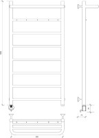 Полотенцесушитель электрический Secado Триада 1 КСП 105x55 см, подключение слева, глянцевый хром, лесенка, с полкой