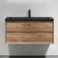 Мебель для ванной комнаты Sancos Marmi 2.0 100 черная раковина, дуб чарльстон