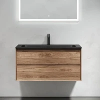 Мебель для ванной комнаты Sancos Marmi 2.0 100 черная раковина, дуб чарльстон