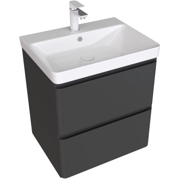 Тумба с раковиной Aquanet Эмбер 60 черная матовая