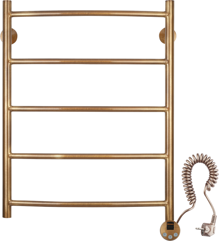 Полотенцесушитель электрический Secado Милан 1 75x55 см, подключение справа, бронза, лесенка, латунь