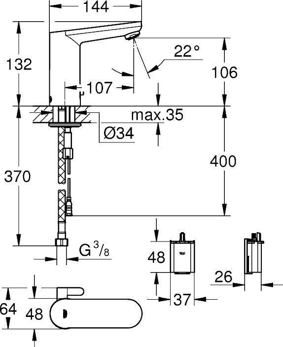 Смеситель для раковины Grohe Eurosmart Cosmopolitan E 36327001