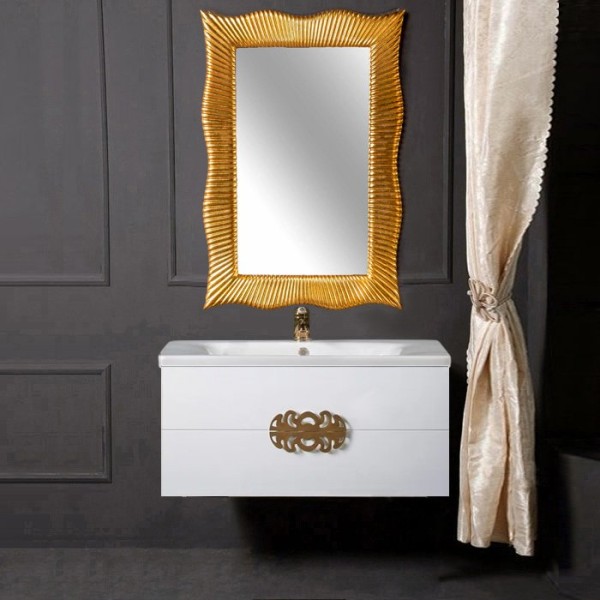 Мебель для ванной комнаты Armadi Art NeoArt 100 white с ручками Ajur золото, зеркало Soho