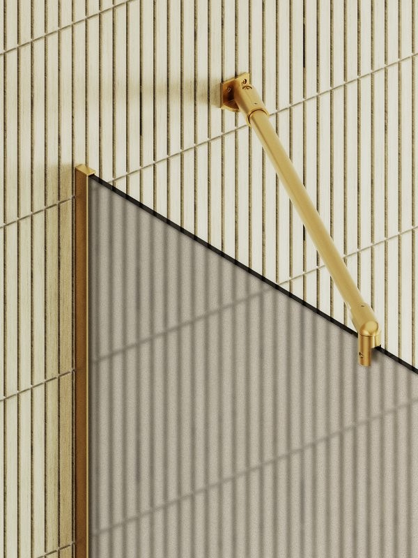 Душевая перегородка Maybahglass MGD-716-3у 119 см, профиль золото, стекло бронза матовое