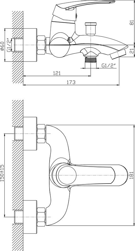 Смеситель для ванны с душем Orange Alfi M18-100cr хром