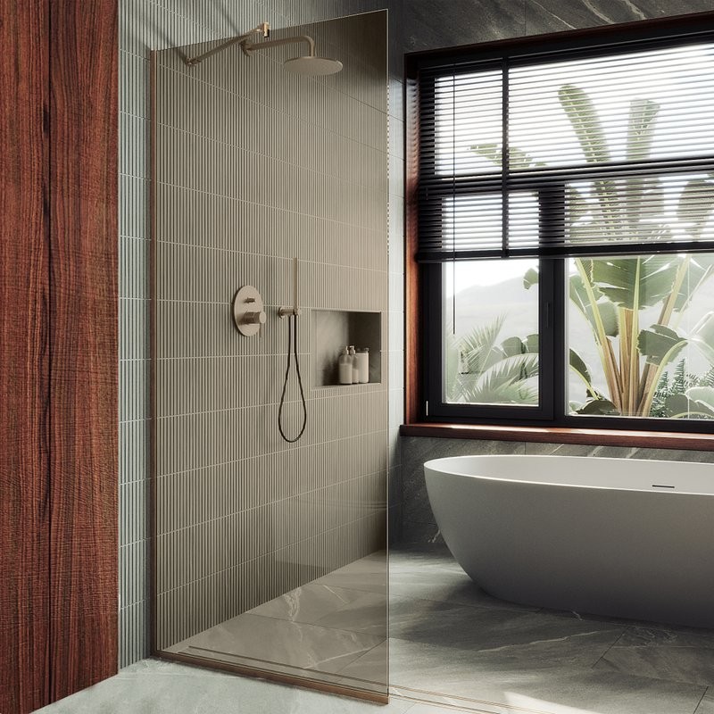 Душевая перегородка Maybahglass MGD-1353-2у 99 см, профиль бронза, стекло бронза