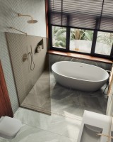 Душевая перегородка Maybahglass MGD-1353-2у 99 см, профиль бронза, стекло бронза