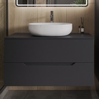 Тумба с раковиной Orange Line 100 подвесная, 2 ящика, матовый графит с раковиной B05-520W