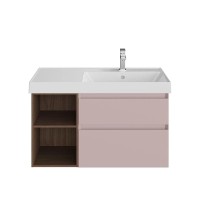 Мебель для ванной комнаты KERAMA MARAZZI Cubo 90, правая подвесная, мальва матовая, структурированный орех