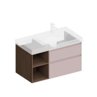 Мебель для ванной комнаты KERAMA MARAZZI Cubo 90, правая подвесная, мальва матовая, структурированный орех