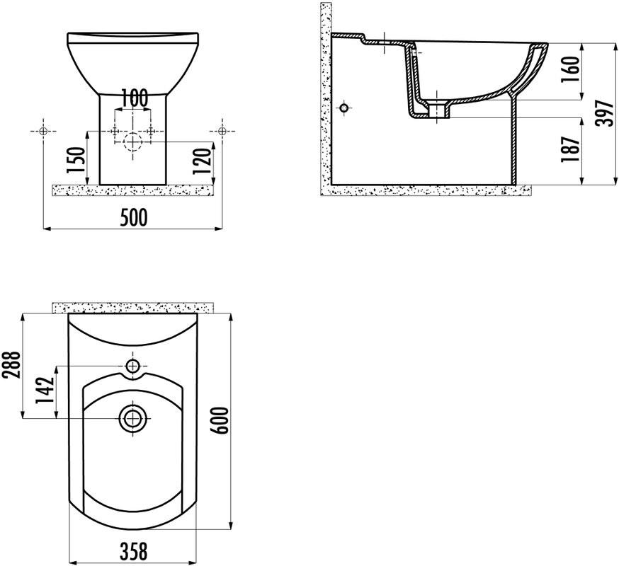 Биде напольное Creavit Wing Wing WN500