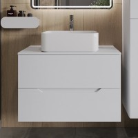 Тумба с раковиной Orange Line 80 подвесная, 2 ящика, матовая белая с раковиной B02-460W