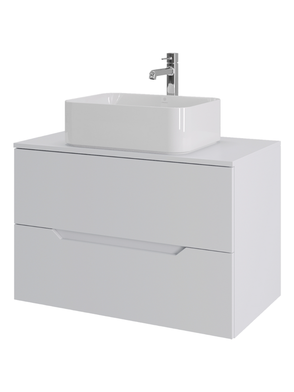 Тумба с раковиной Orange Line 80 подвесная, 2 ящика, матовая белая с раковиной B02-460W