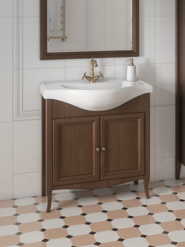 Тумба с раковиной Caprigo Лион 80 2 дверцы, орех античный