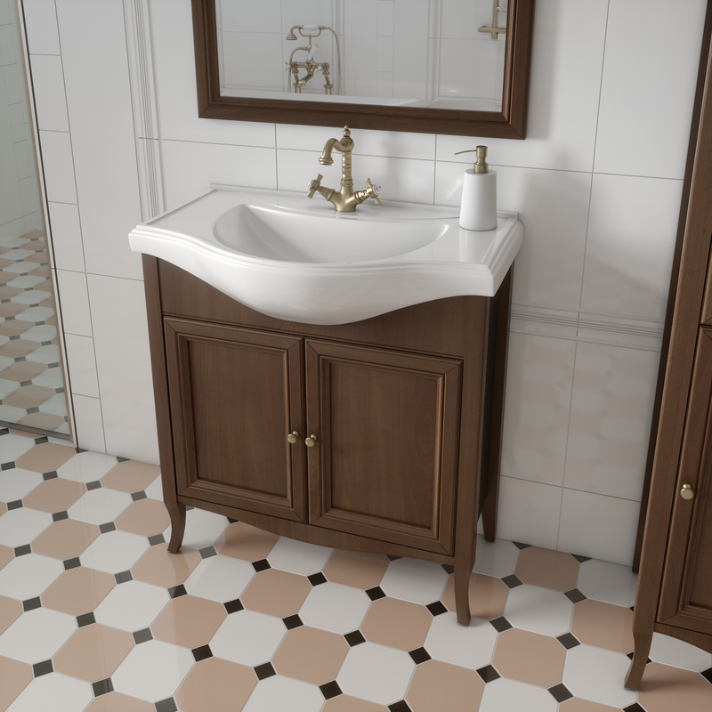 Тумба с раковиной Caprigo Лион 80 2 дверцы, орех античный