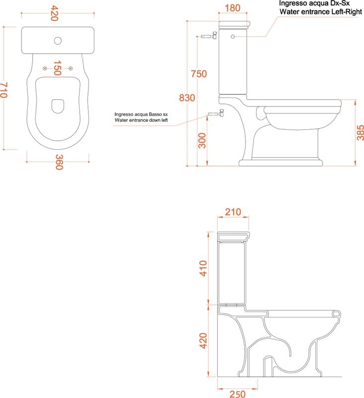 Унитаз-компакт напольный ArtCeram Hermitage HEV008 с микролифтом, фурнитура бронза