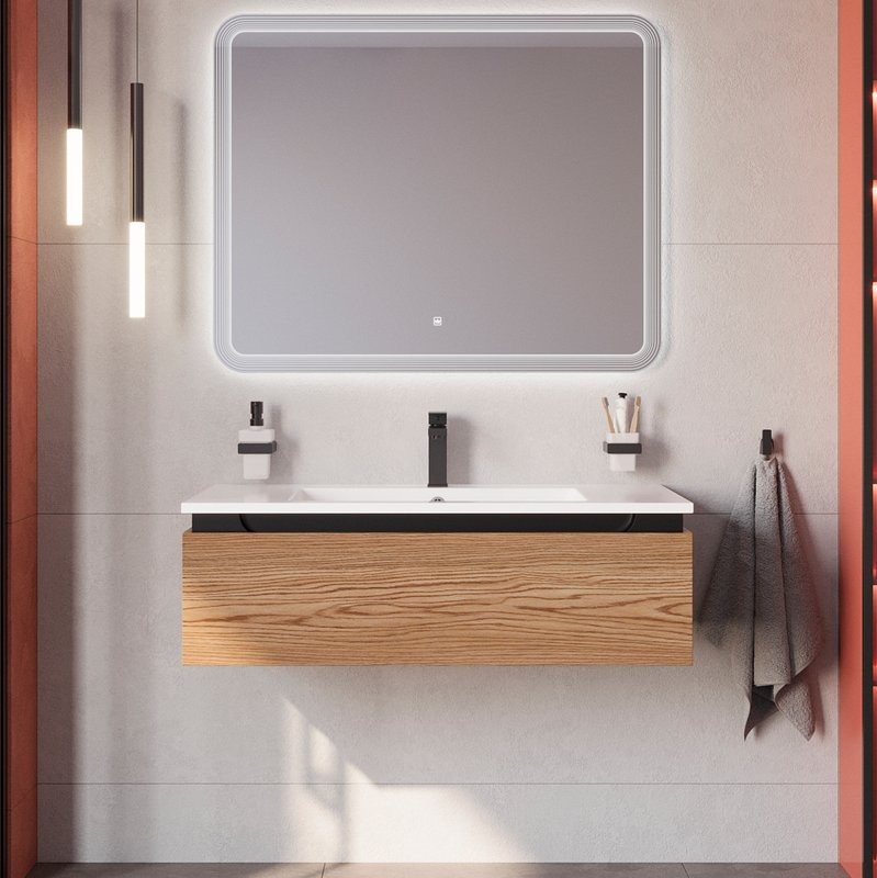 Мебель для ванной комнаты Cezares Slider 100 подвесная, 1 ящик, дуб тангент