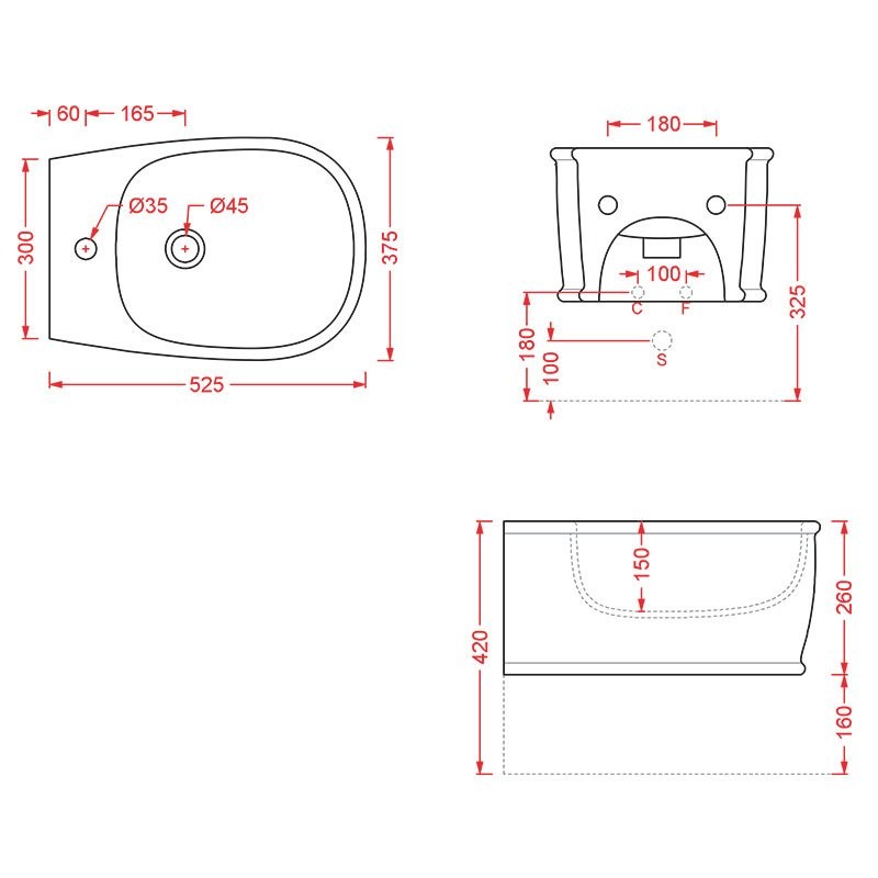 Биде подвесное ArtCeram Atelier ATB001 05 00 белый матовый