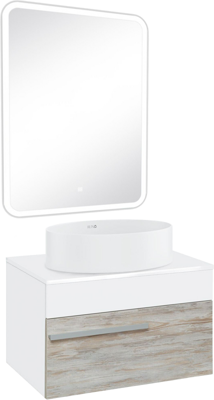 Мебель для ванной комнаты Runo Вудлайн 65 скандинавский дуб, раковина Ovale 50