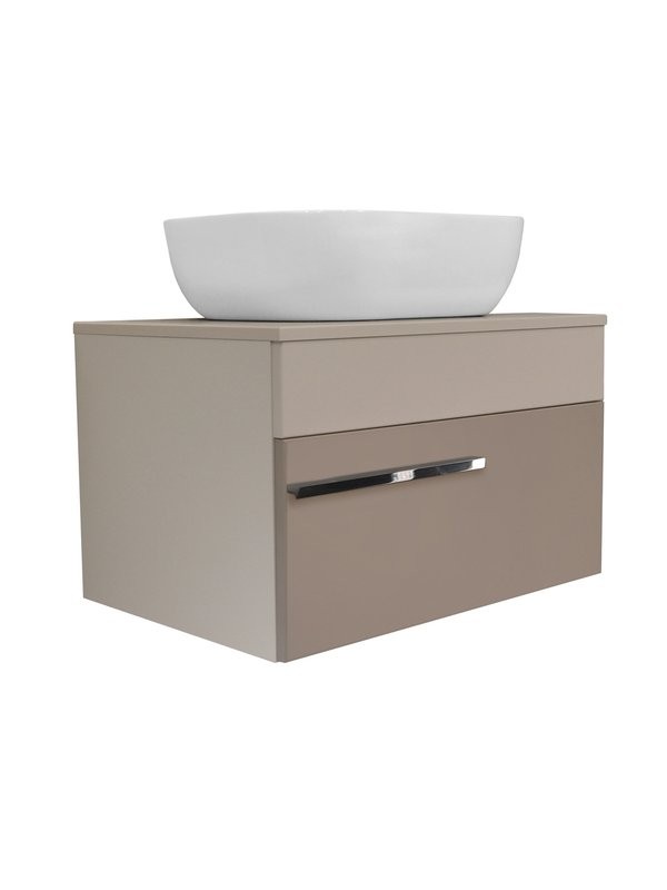 Тумба с раковиной Runo Вудлайн 65 розовая, бежевая, раковина Cuatro 50