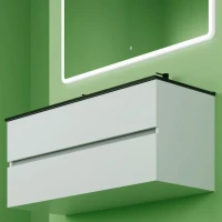 Тумба с раковиной Sancos Urban двойная 120 см, белый глянец, черная раковина