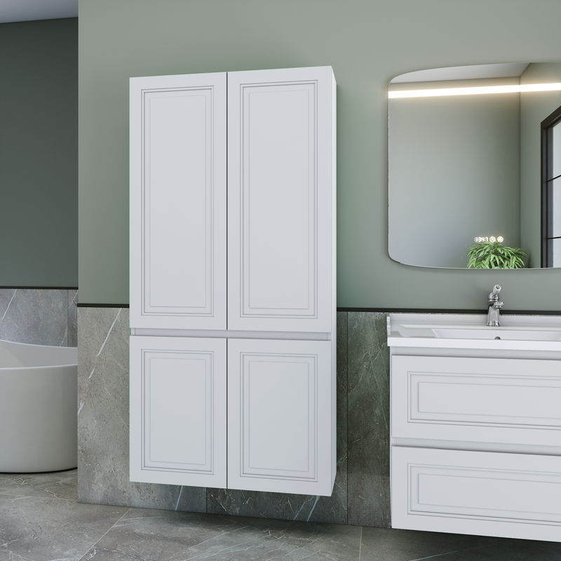 Шкаф-пенал для ванной Caprigo Wales 80 матовый белый