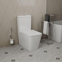 Унитаз-компакт напольный Bauedge Bau Stil Hurricane-2 безободковый, с микролифтом, белый