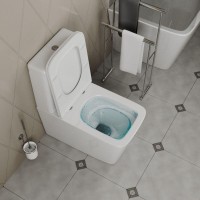 Унитаз-компакт напольный Bauedge Bau Stil Hurricane-2 безободковый, с микролифтом, белый