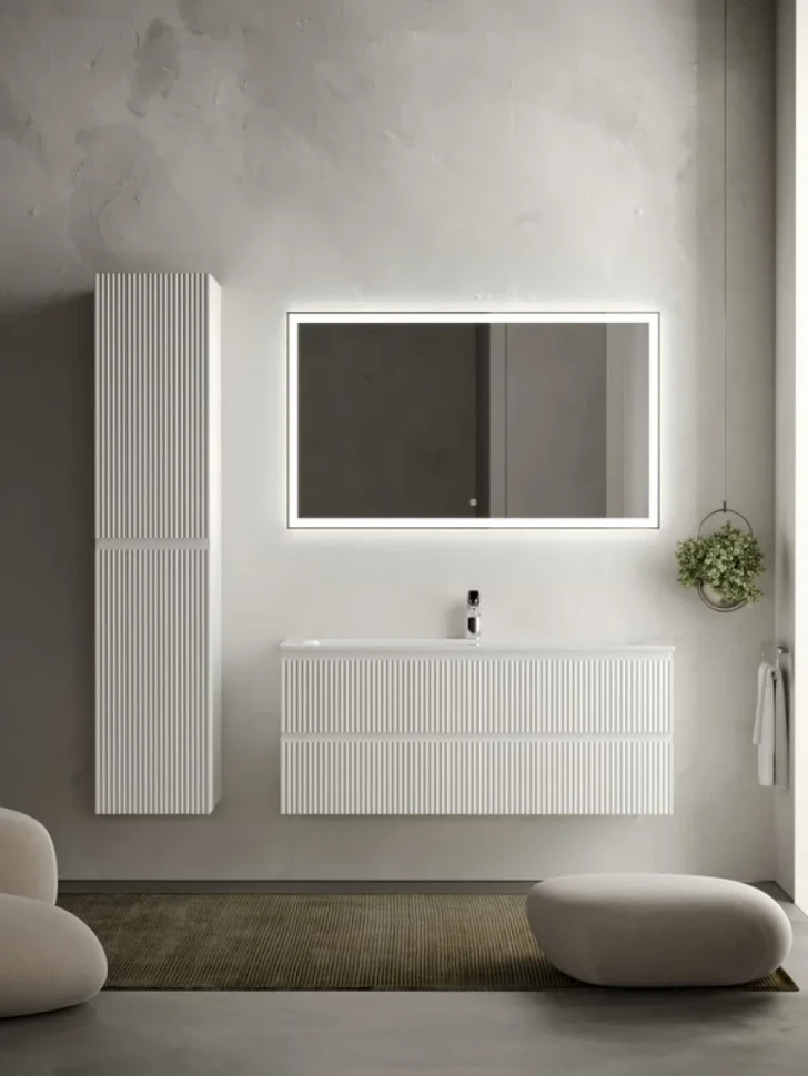 Тумба с раковиной Sancos Snob R 120 см, bianco, раковина CN7017
