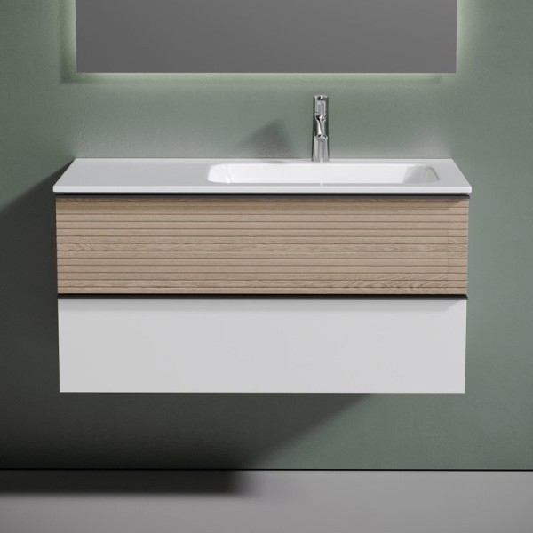 Тумба с раковиной Sancos Delta 100 R дуб светлый, белый