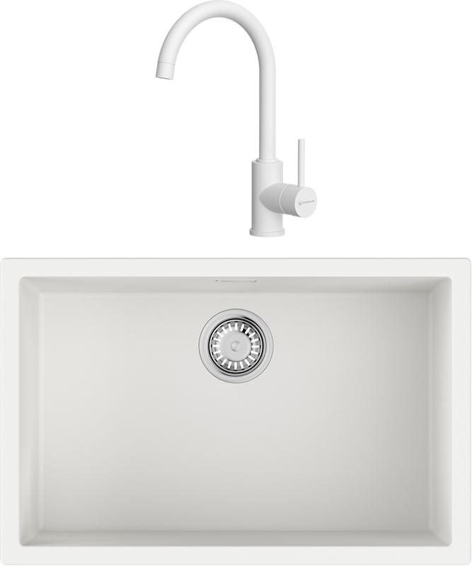 Комплект Мойка Omoikiri Yamakawa 75T-U/I-WH белая + Смеситель Shinagawa P-WH белый