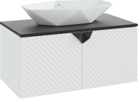 Тумба с раковиной Runo Андорра 85 белая матовая, черная, раковина Poligono 65