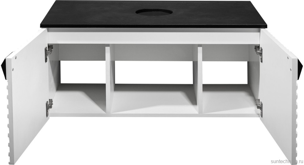 Тумба с раковиной Runo Андорра 85 белая матовая, черная, раковина Poligono 65