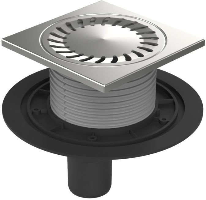 Душевой трап AZARIO DN50 15х15 см вертикальный слив, универсальный (AZ-384 E)