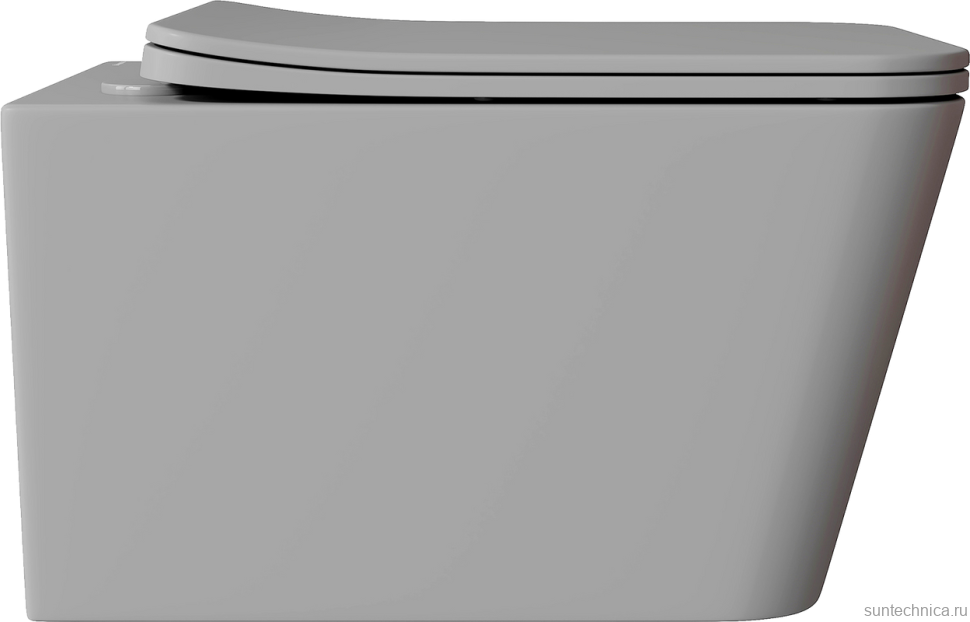Унитаз подвесной Aqueduto Macio MAC0130 безободковый, с микролифтом, серый матовый + Ершик Ridder Fashion 2001413 фиолетовый