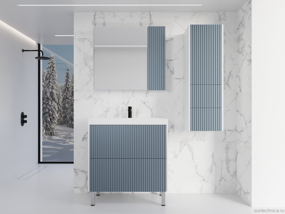 Шкаф пенал для ванной Style Line Стокгольм 36 подвесной, графит софт