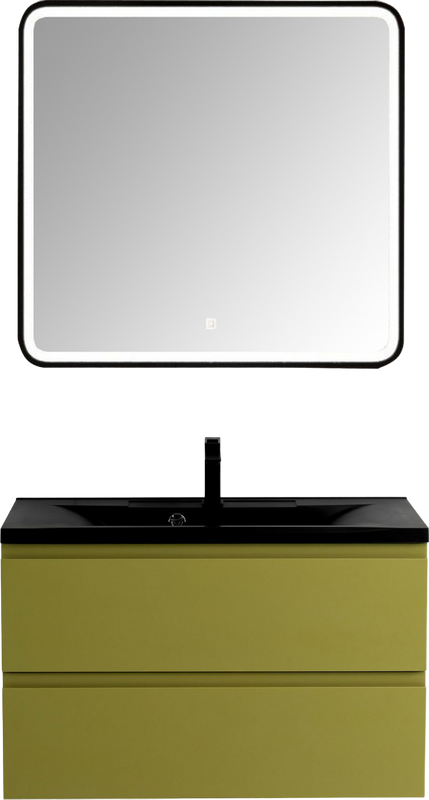 Мебель для ванной комнаты Art&Max Bianchi 90 подвесная, оливковая, черная раковина