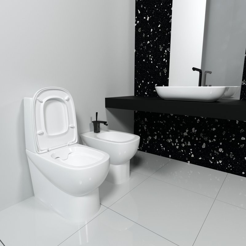 Унитаз-компакт напольный Sanita luxe Infinity RML Slim безободковый, с микролифтом, белый