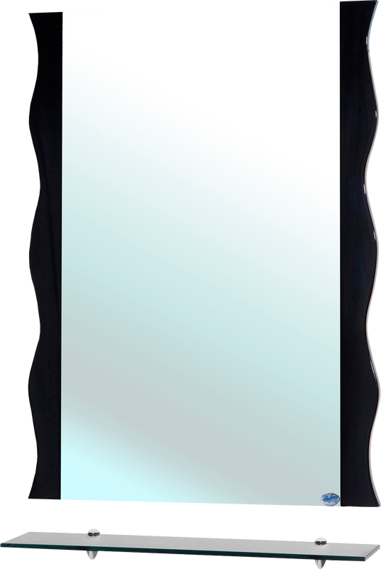 Зеркало Bellezza Мари Волна 60 черное, с полкой