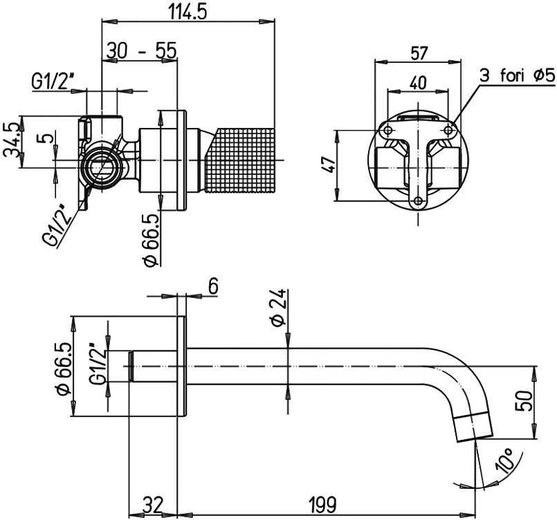Смеситель для раковины Paini Cox Grip 7GCR208 С ВНУТРЕННЕЙ ЧАСТЬЮ, хром