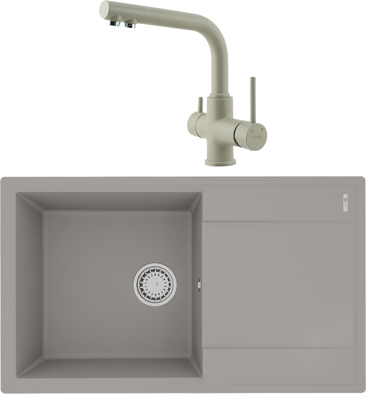 Комплект Мойка Lemark Imandra 840 9910033 грей + Смеситель Comfort LM3061PGR грей