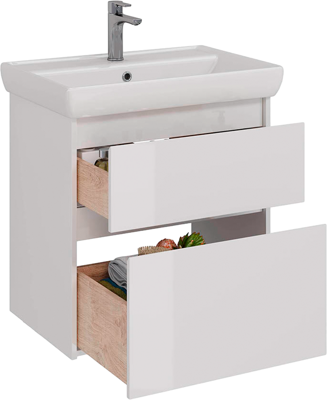 Тумба с раковиной Lemark Combi 70 белая глянцевая