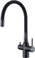 Смеситель для кухни Paulmark Salix Sa213419-BLM с гибким изливом, черный