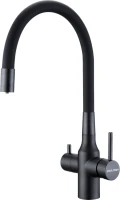 Смеситель для кухни Paulmark Salix Sa213419-BLM с гибким изливом, черный